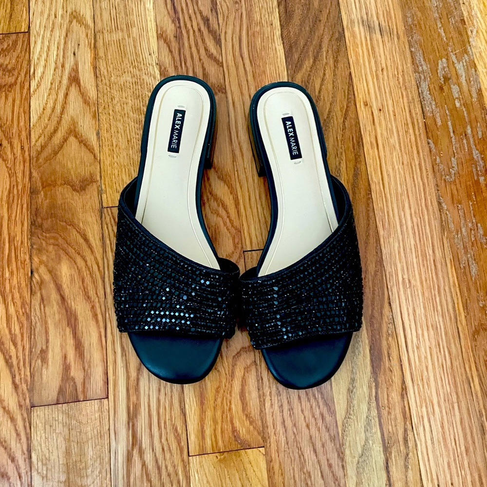Black rhinestone Alex Marie Mule Sandals Women’s 8.5